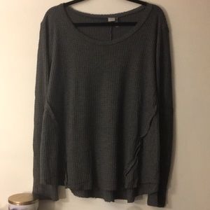 NWOT gray waffle knit scoop neck sweater